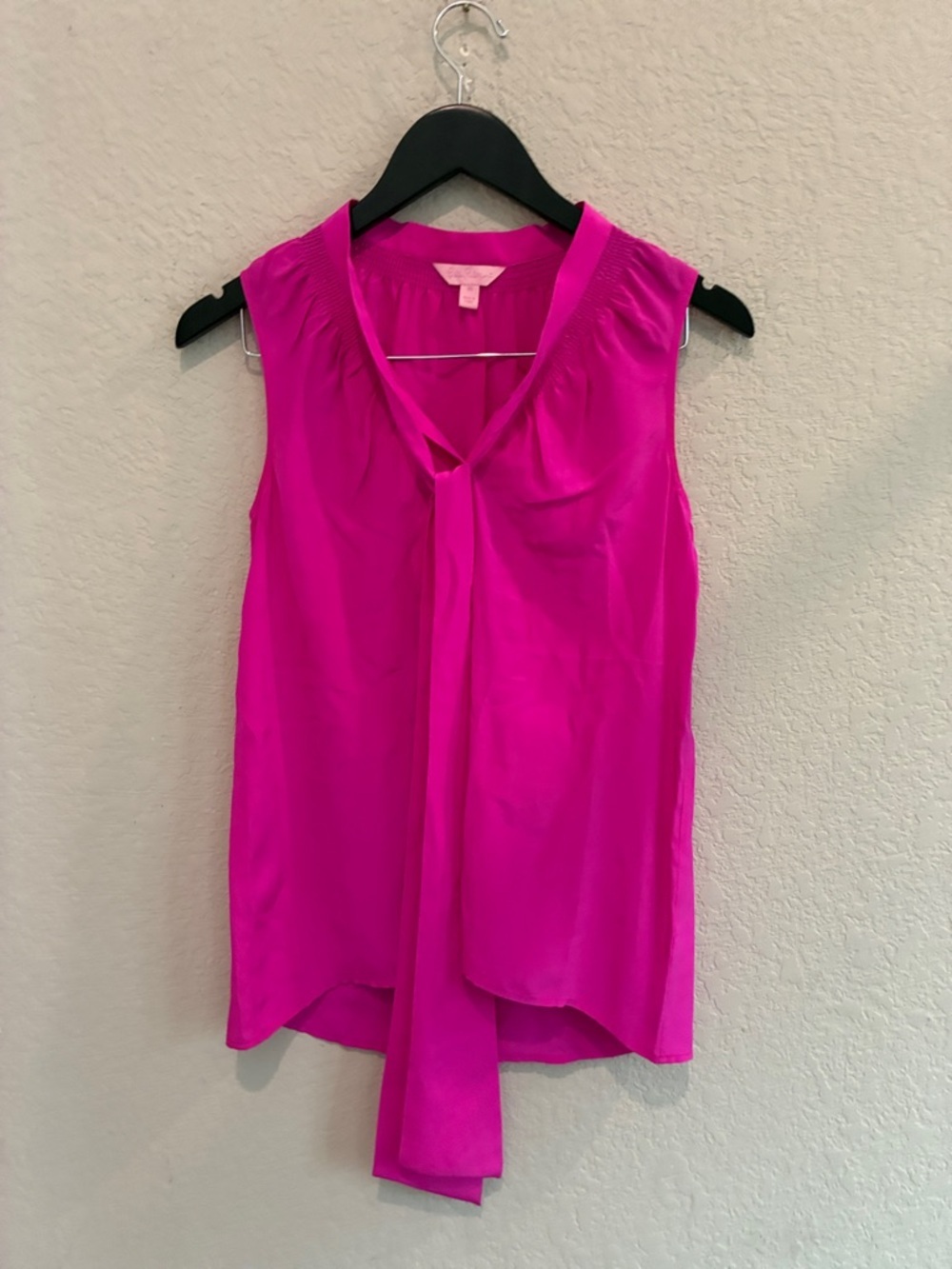 Lilly Pulitzer Bright Pink Tie-Neck Sleeveless blouse